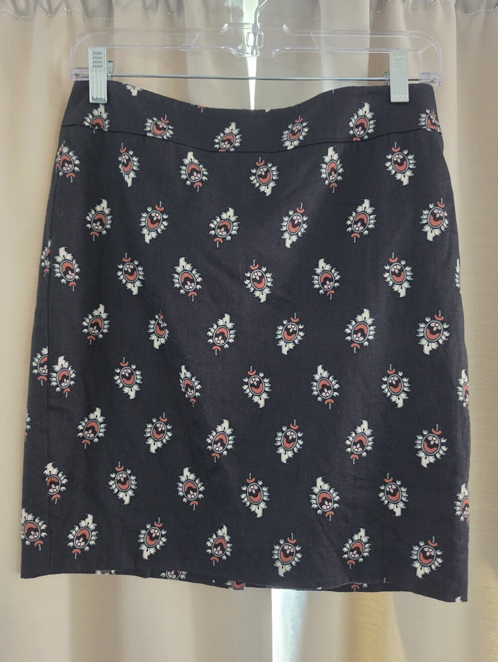 LOFT Petites Navy Paisley Print Pencil Skirt Size 2P